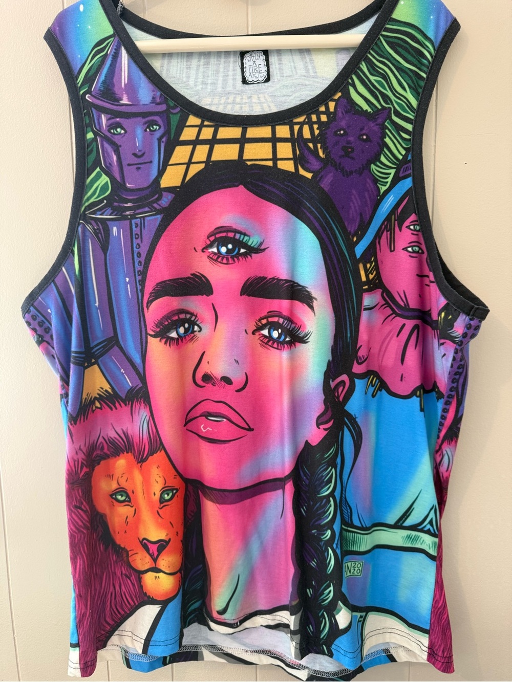 Psychedelic Wizard of Oz trippy UV reactive XL double sided Tank Top